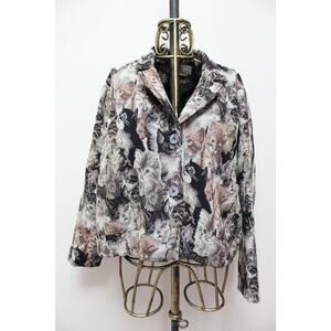 Fashion Brand Company Embroidered Tapestry Kitty Cat Blazer Jacket Size XL